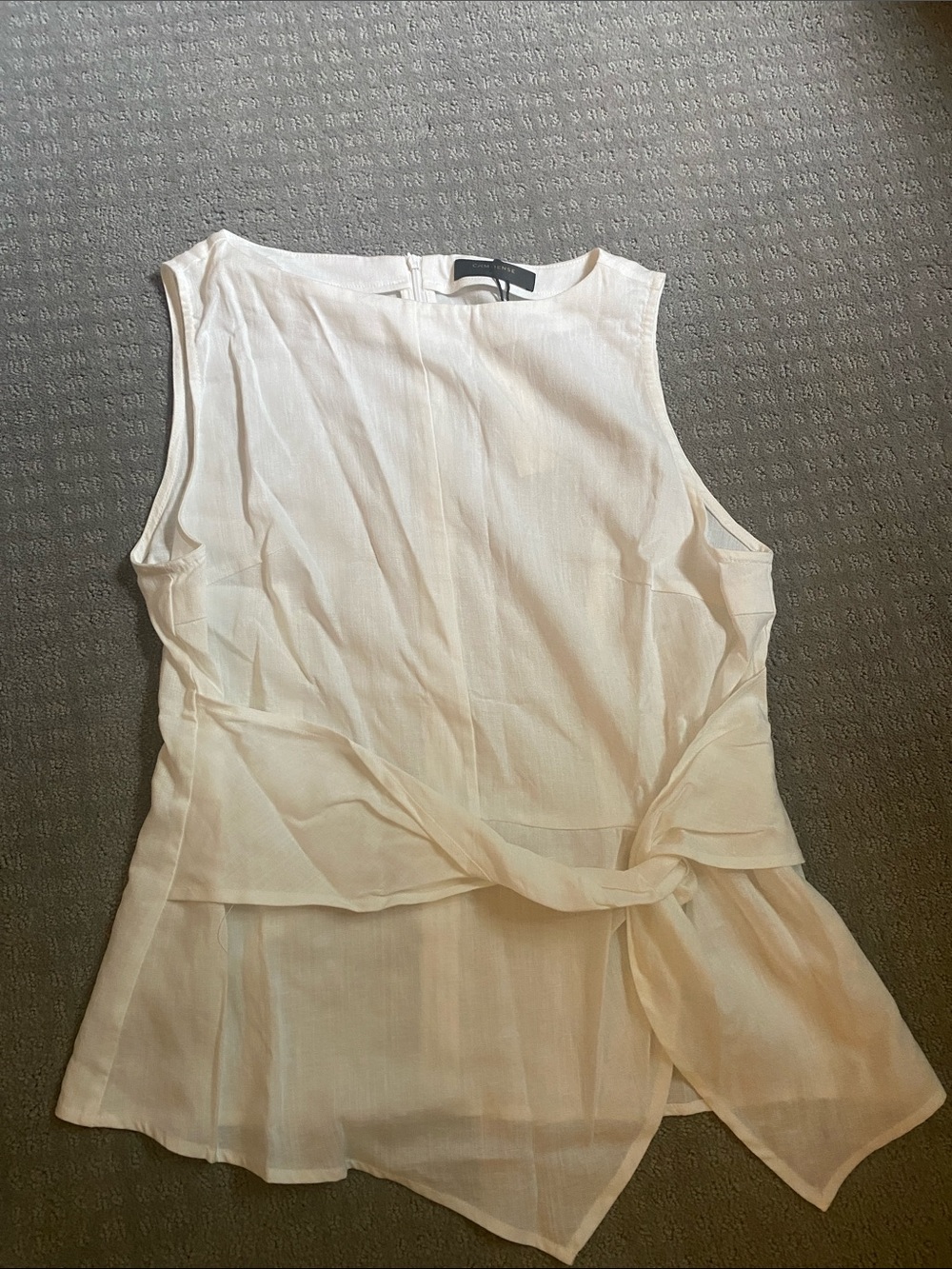 Commense Cream Sleeveless Tie-Front Blouse XL